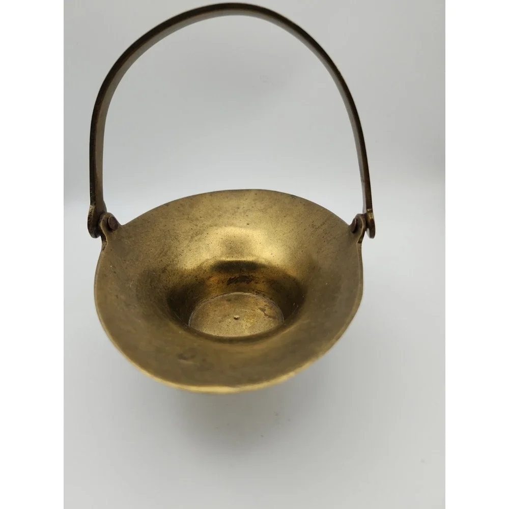 Solid Brass Decorative Basket With Movable Handle. Made In India